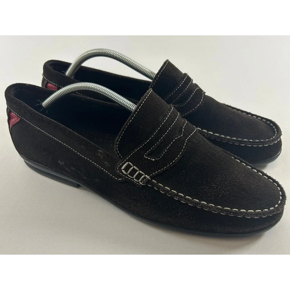 FootJoy Club Casual Loafers Mens 11W Brown Suede Shoes 79038 Contrast Stitch